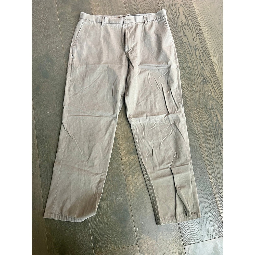 Mens dockers d4 relaxed fit‎ brown chino pants 38x32 khakis flat front cotton